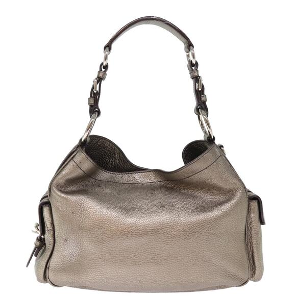 PRADA Shoulder Bag Leather Silver - Picture 3 of 12